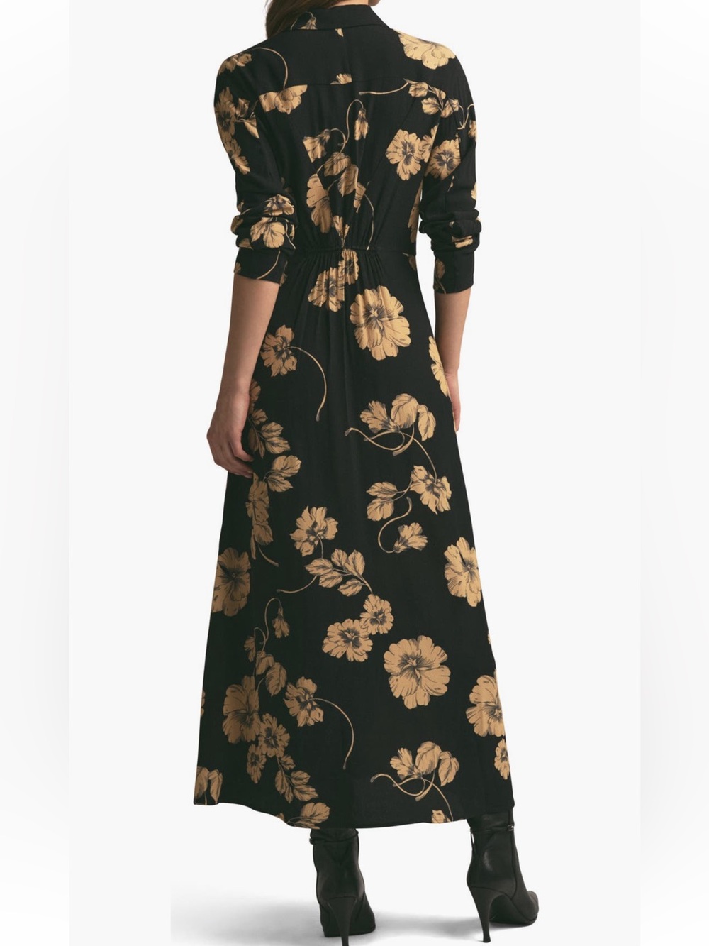 NEW Favorite Daughter The Icon Floral Print Long Sleeve Shirtdress In Noir Fleur - Picture 2 of 12